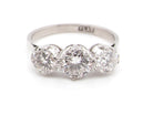 art deco  three stone diamond trilogy ring