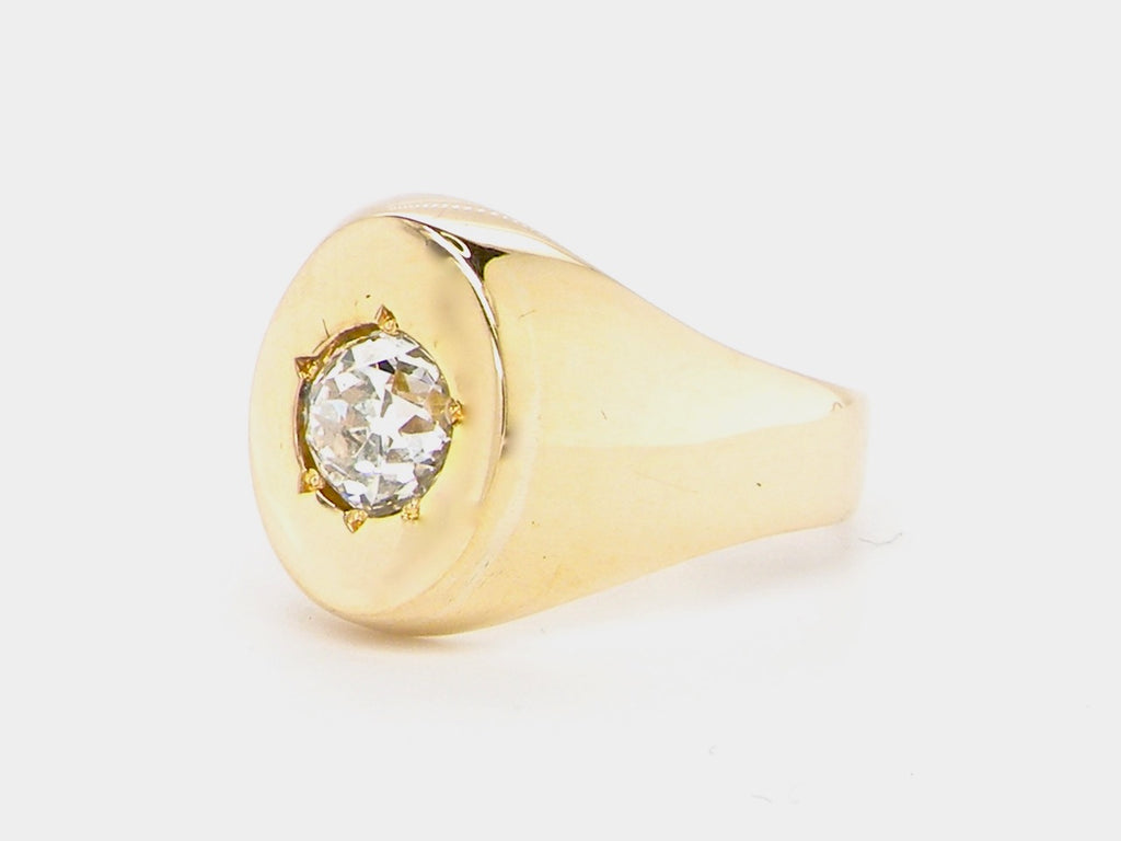 Vintage man's 18 carat gold diamond signet ring