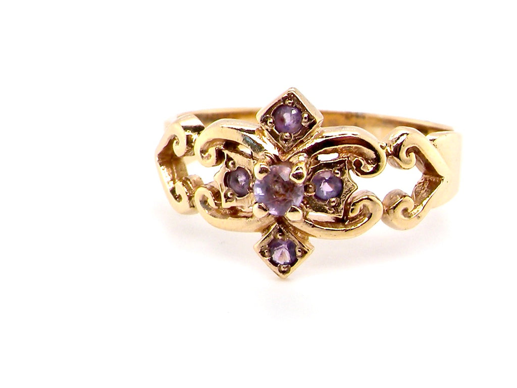 vintage style 9ct gold amethyst dress ring