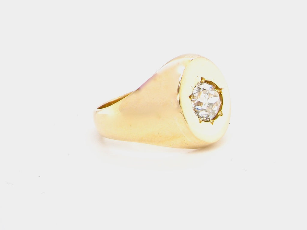 Vintage man's gold diamond signet ring