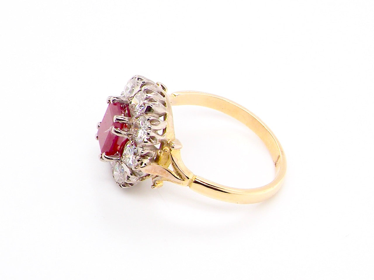 vintage ruby and diamond cluster ring