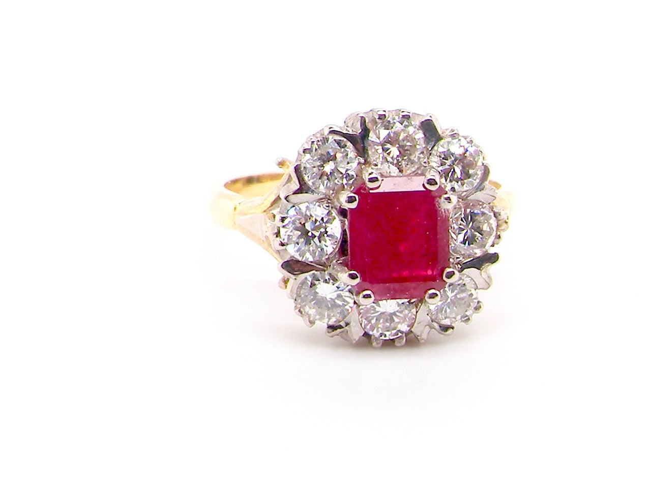 ruby and diamond cluster ring