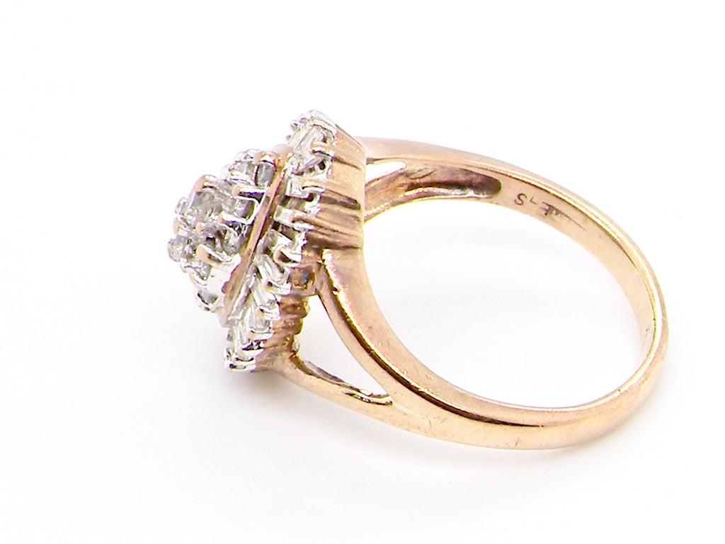 gold navette diamond ring