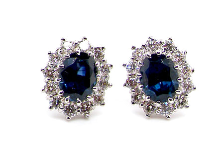 vintage sapphire and diamond cluster earrings