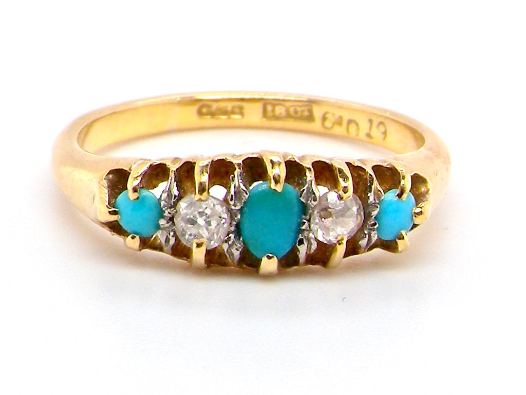 early 20th century antique turquoise and diamond ring