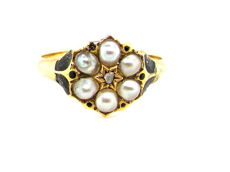 Victorian pearl cluster dress ring
