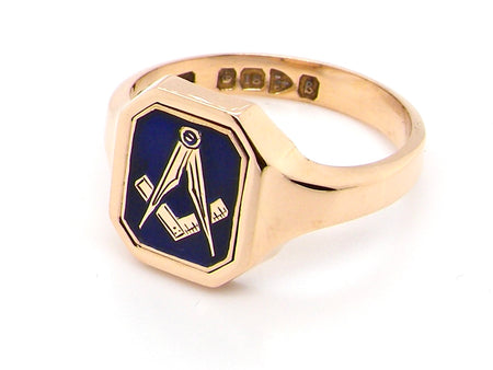 vintage 18 carat gold Masonic signet ring