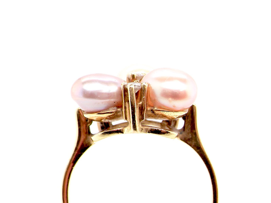 vintage pearl and diamond ring