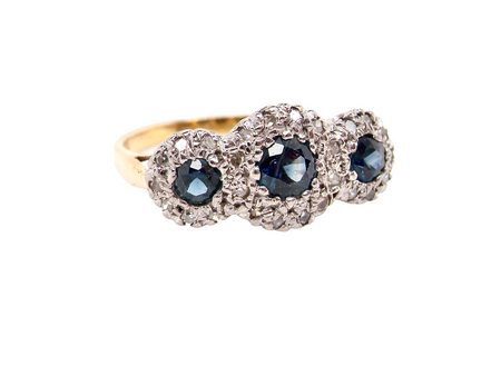 vintage sapphire and diamond multi cluster ring