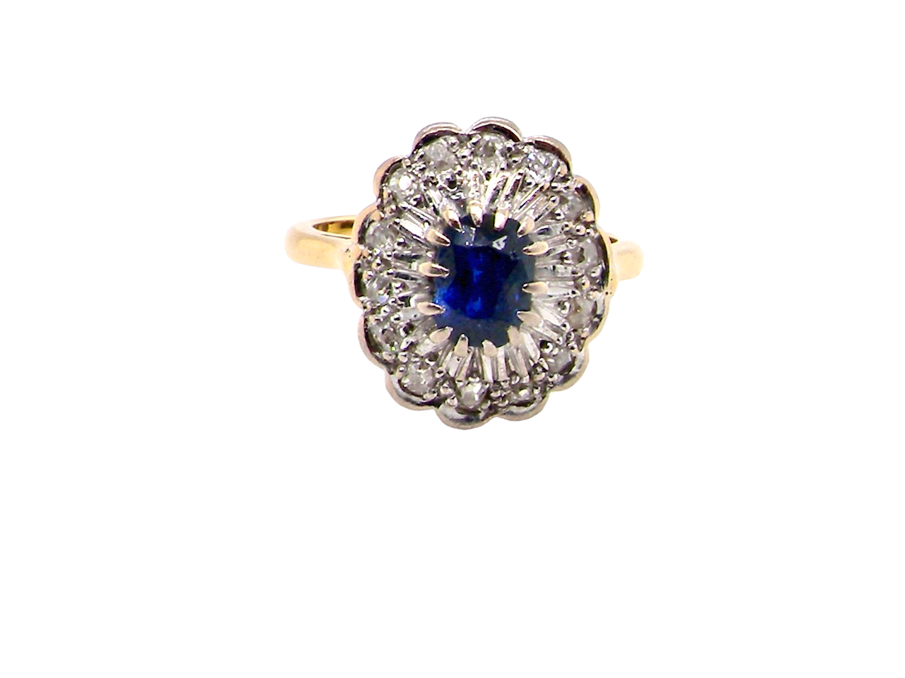 sapphire and diamond cluster ring