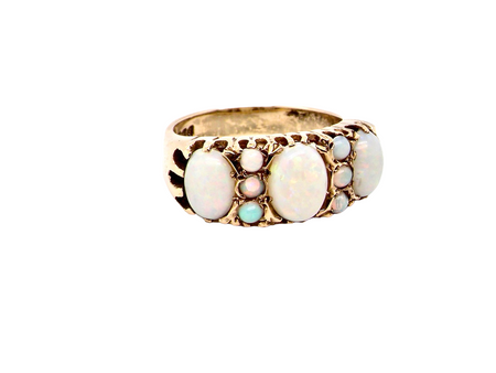 Victorian gold white opal dress ring