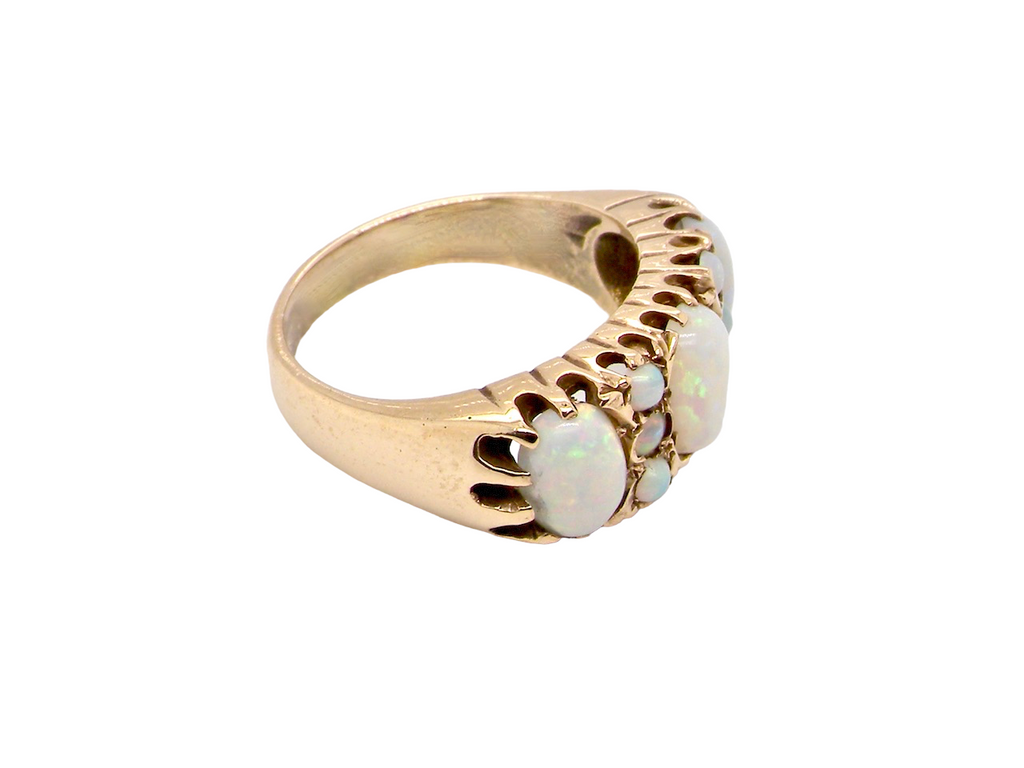 Victorian gold white opal dress ring