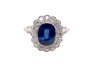 Art Deco Sapphire and Diamond Cluster Ring