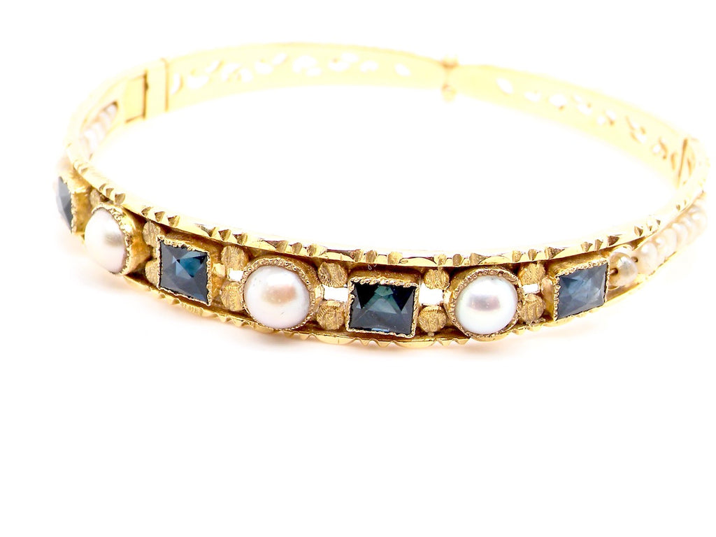 antique sapphire and pearl bangle