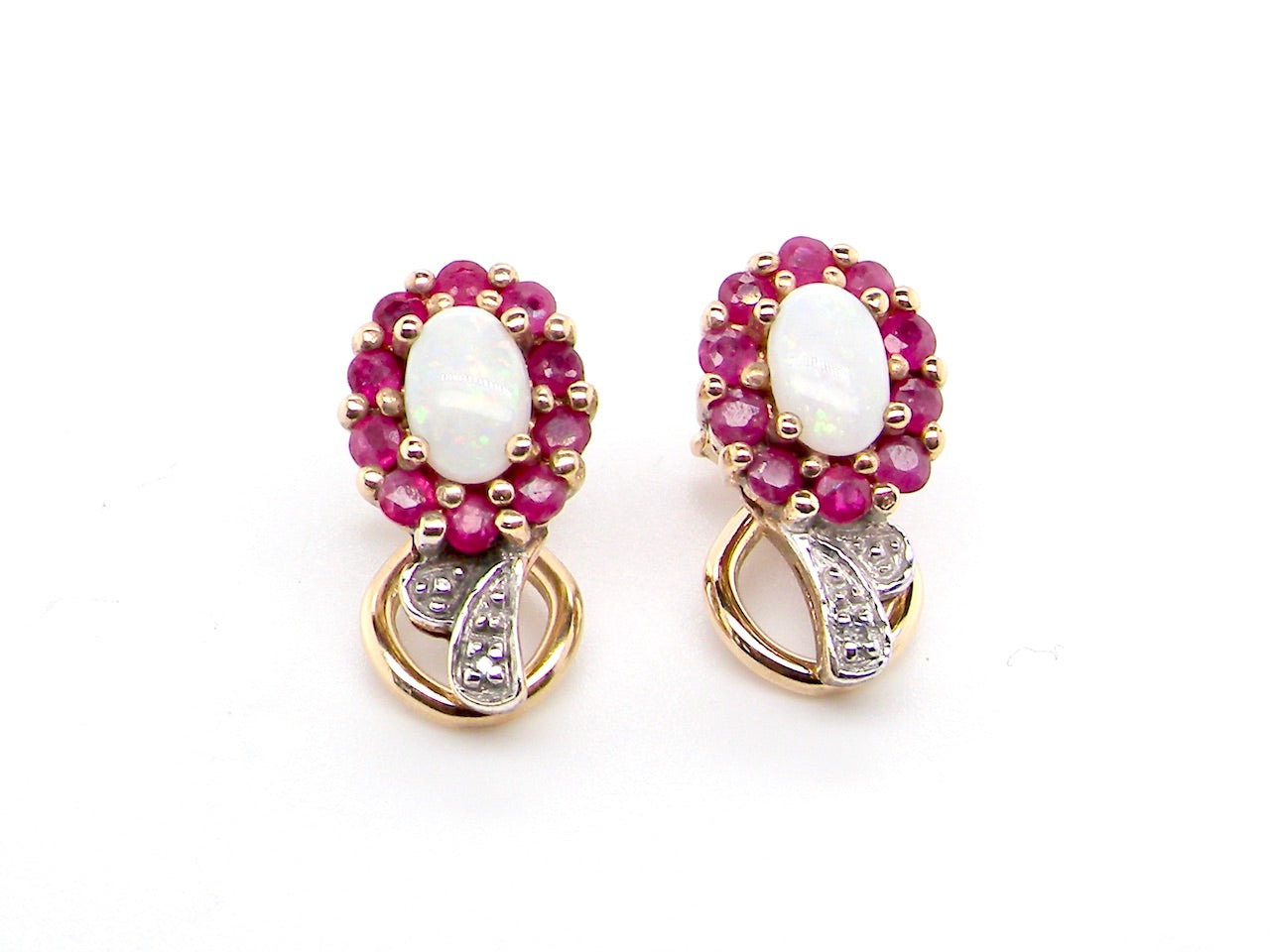 ruby and opal clip on earrings