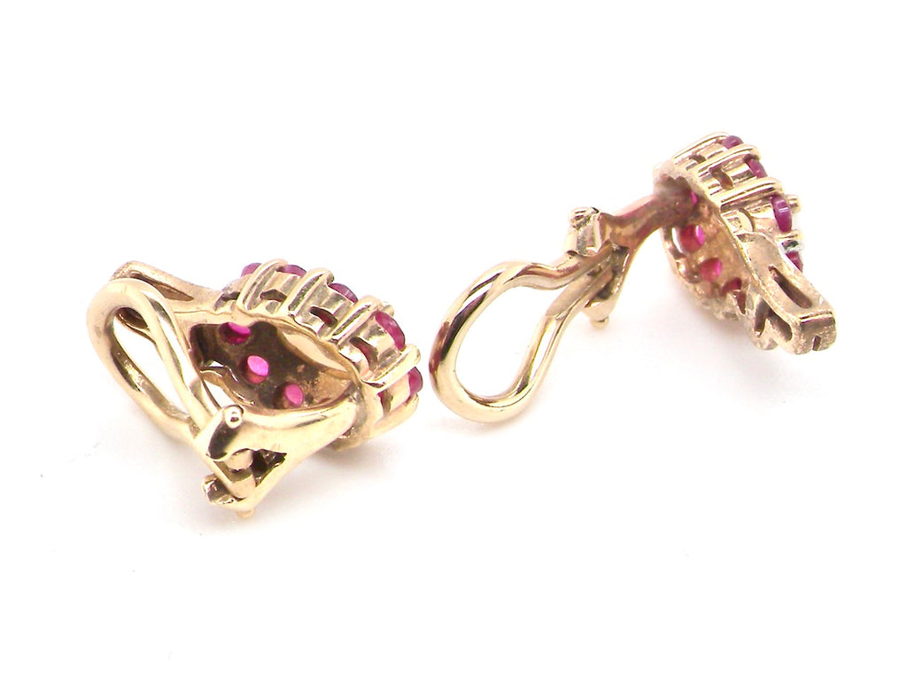 vintage ruby and opal clip on earrings