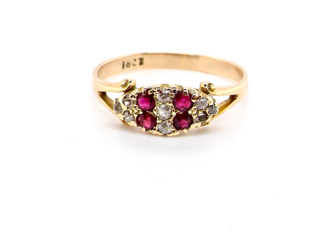 early 20th century vintage ruby and diamond ring
