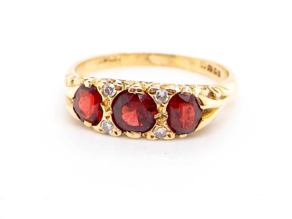 18 carat gold Victorian style garnet dress ring