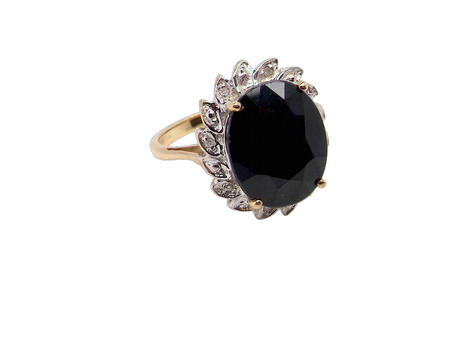 9 carat gold sapphire and diamond cluster ring