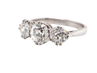  three stone platinum diamond ring