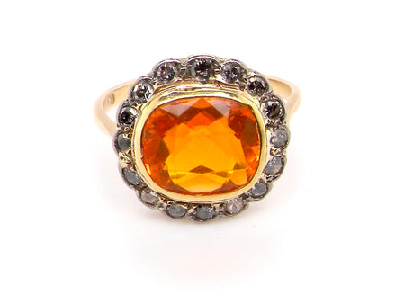 An antique fire opal and diamond cluster ring-NOVEMBER OFFER!