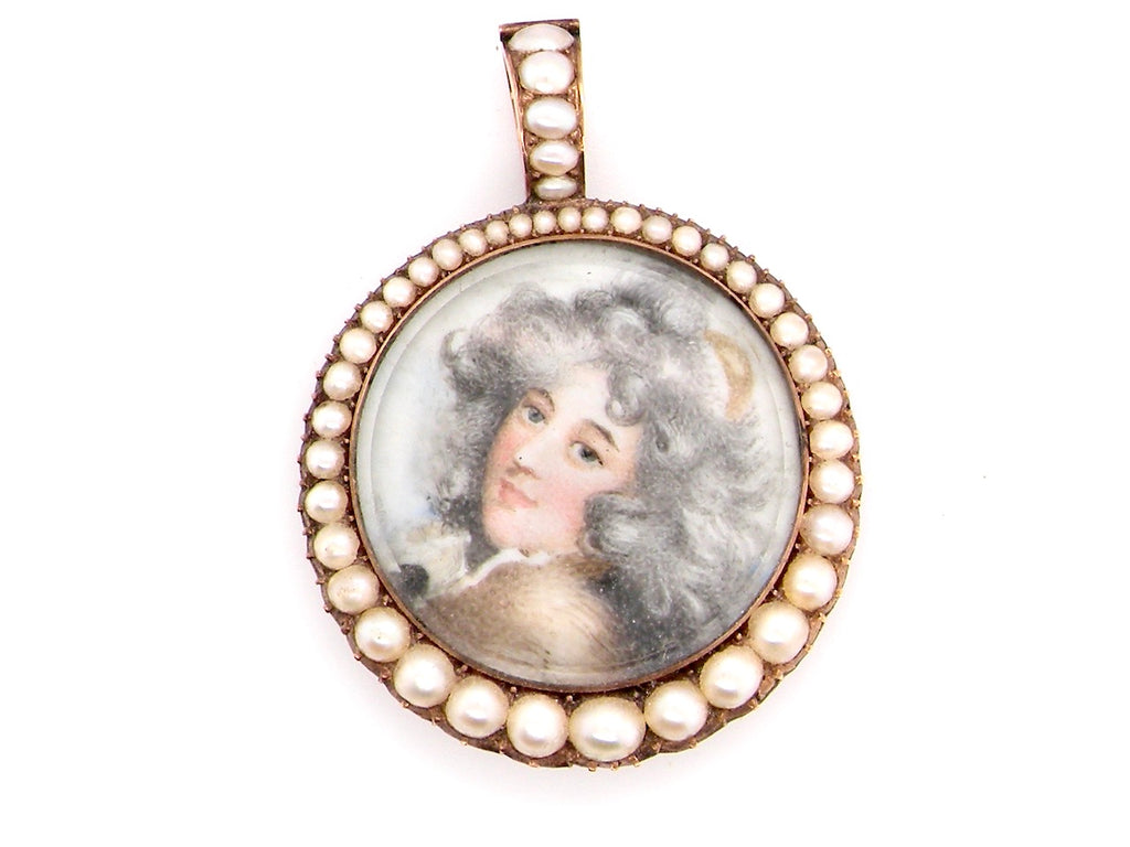 antique miniature portrait pendant