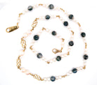 vintage moss agate and pearl beads