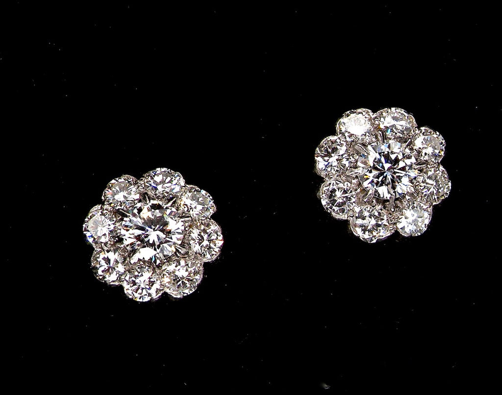vintage diamond cluster earrings
