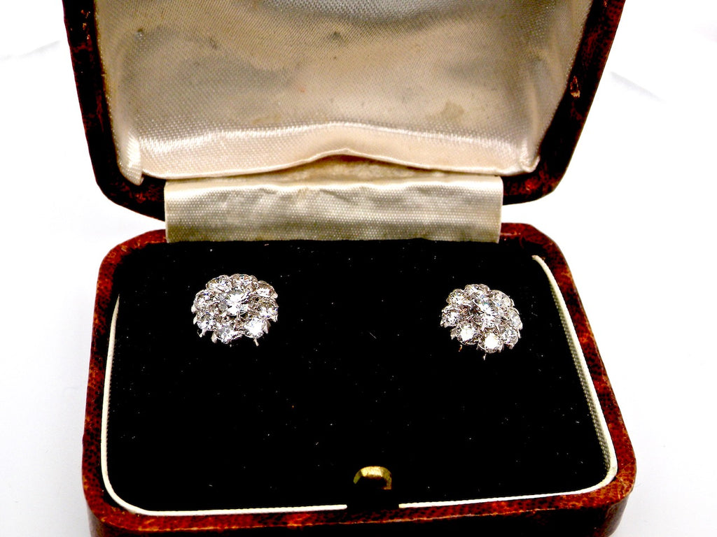 edwardian diamond cluster earrings