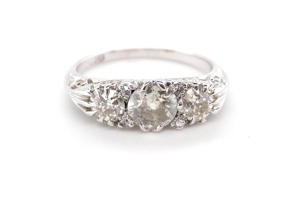 art deco vintage three stone diamond ring