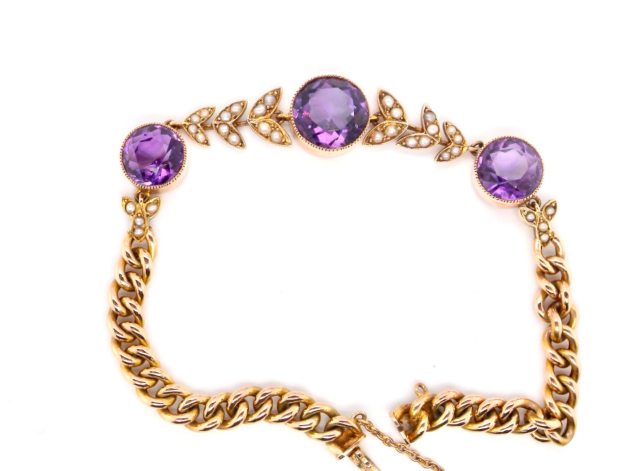 antique amethyst and pearl  bracelet