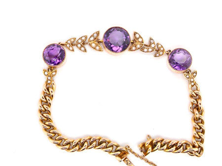 antique amethyst and pearl  bracelet