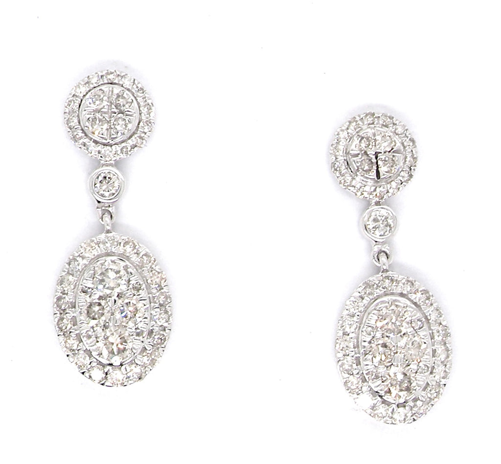 new oval drop cluster diamond earrings