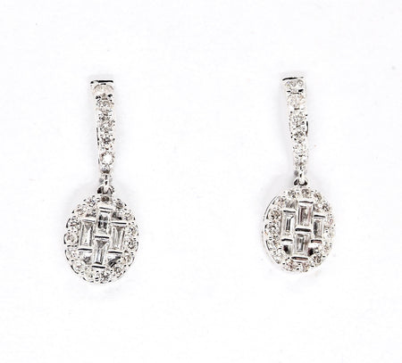 new oval shaped diamond cluster drop earrings