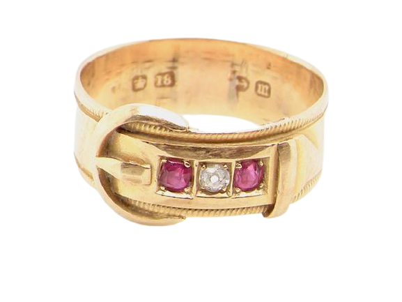 Victorian ruby and diamond buckle ring