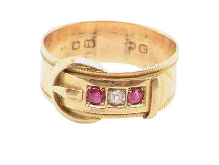 Victorian ruby and diamond buckle ring